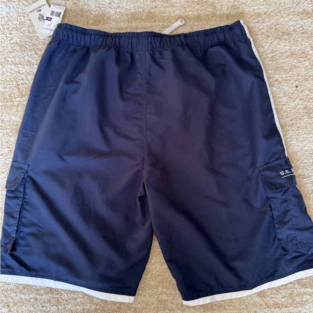 NWT | MENS | Ralph Lauren Polo | Navy Blue Swim Shorts with White Stripes | XXL - Picture 6 of 7